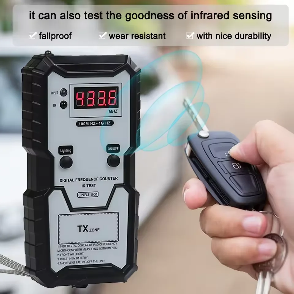 Remote Keys Infrared Frequency Tester 100M-1GHZ 4-bit Digital Electronic Infrared Frequence Measuring Instrument with Lighting
Remote Keys Infrared Frequency Tester 100M-1GHZ 4-bit Digital Electronic Infrared Frequence Measuring Instrument with Lighting