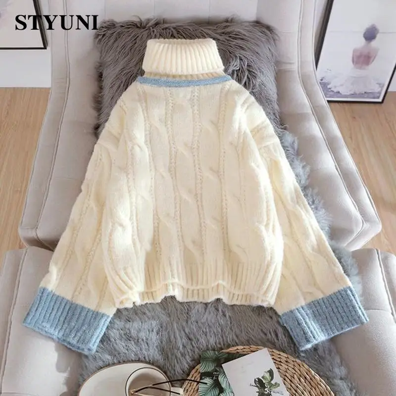 Ivory Patchwork Turtleneck Twists Thickening Long Sleeve Acrylic Knitted Women's Sweater Korean Fashion Pullover Sweaters Autumn
Ivory Patchwork Turtleneck Twists Thickening Long Sleeve Acrylic Knitted Women's Sweater Korean Fashion Pullover Sweaters Autumn
