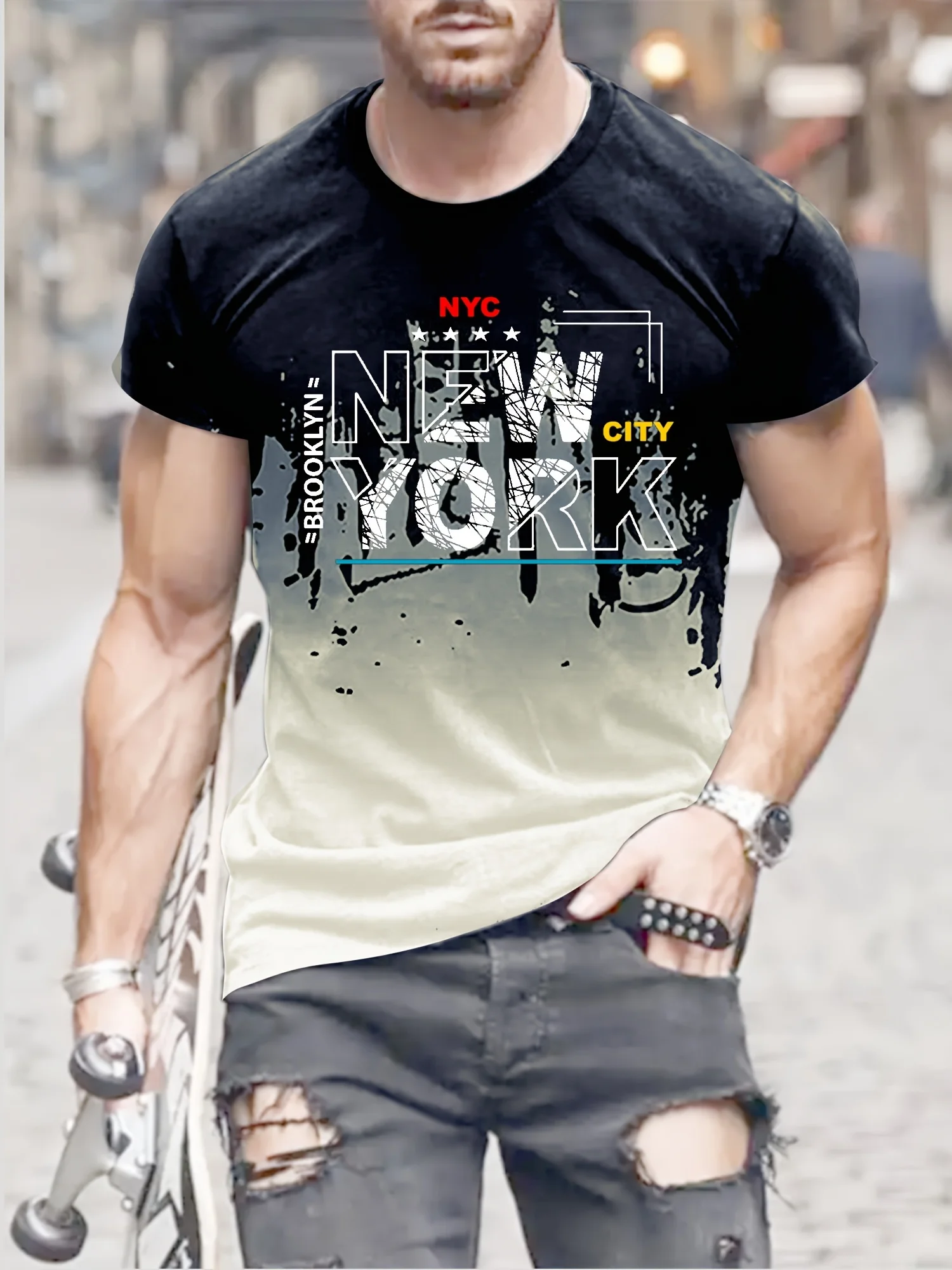 3D Print Gradient Letter Men's T-Shirt Summer Fashion Outdoor Sports Casual Short Sleeve Tees Vintage Street Round Neck Male Top
3D Print Gradient Letter Men's T-Shirt Summer Fashion Outdoor Sports Casual Short Sleeve Tees Vintage Street Round Neck Male Top