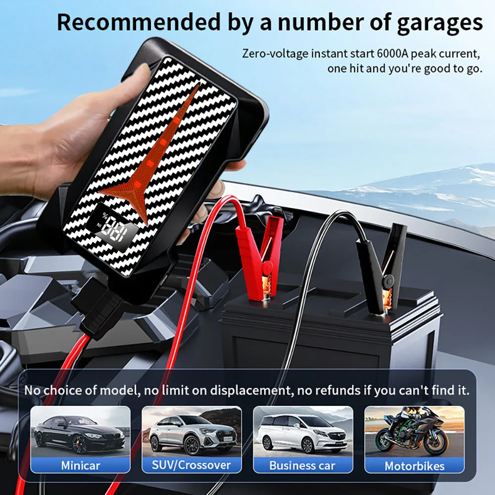 All-in-One Car Jump Starter Battery Booster 150PSI Air Pump Portable Phone Power Bank
All-in-One Car Jump Starter Battery Booster 150PSI Air Pump Portable Phone Power Bank