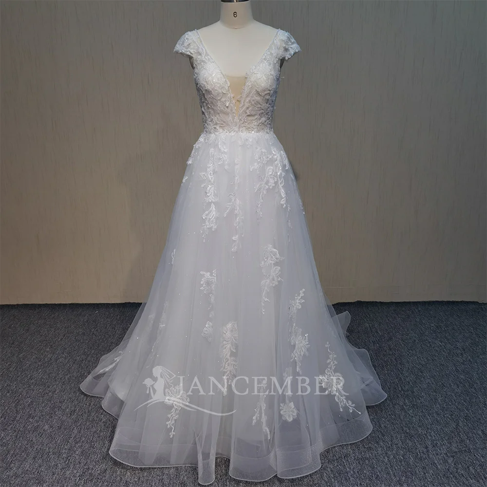 White A-line Wedding Dresses Princess Short Sleeve Customized Wedding Gowns Beach Bridal Prom Dress Customzied vestido de novia
White A-line Wedding Dresses Princess Short Sleeve Customized Wedding Gowns Beach Bridal Prom Dress Customzied vestido de novia