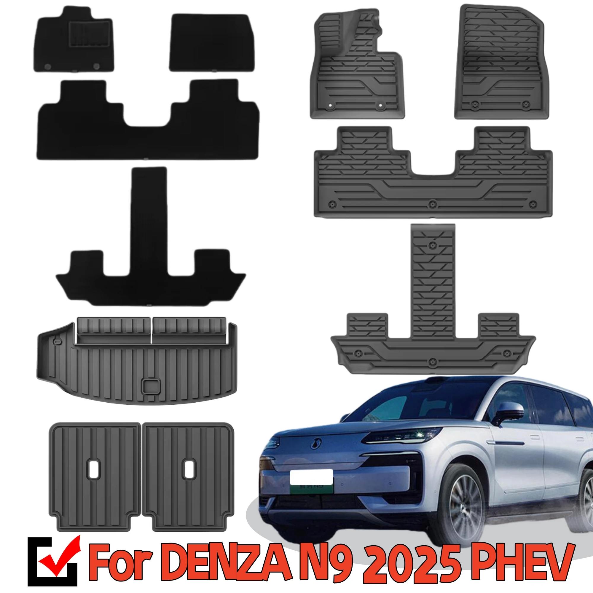 For DENZA N9 2025 PHEV TPE 3D Floor Mats Cargo Liners All Weather Protection Foot Mat Trunk Pad Interior Accessories 4 sold byVI
For DENZA N9 2025 PHEV TPE 3D Floor Mats Cargo Liners All Weather Protection Foot Mat Trunk Pad Interior Accessories 4 sold byVI