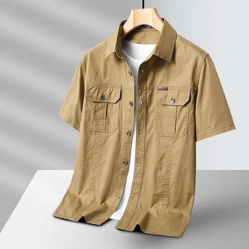 Loose Short Sleeve Work Shirt Men's Casual Outdoor Breathable Polyester Pocket Shirt Summer Fashion T-Shirt Polyester Fiber
Loose Short Sleeve Work Shirt Men's Casual Outdoor Breathable Polyester Pocket Shirt Summer Fashion T-Shirt Polyester Fiber