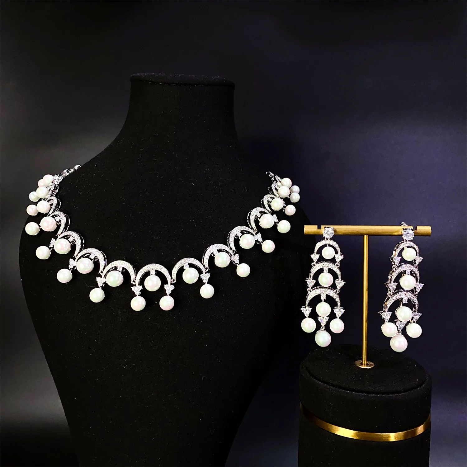 Korean Style Zircon Pearl Double Layered Necklace Earring Two-Piece Set Bridal Wedding Accessories Woman Jewelry Sets New
Korean Style Zircon Pearl Double Layered Necklace Earring Two-Piece Set Bridal Wedding Accessories Woman Jewelry Sets New