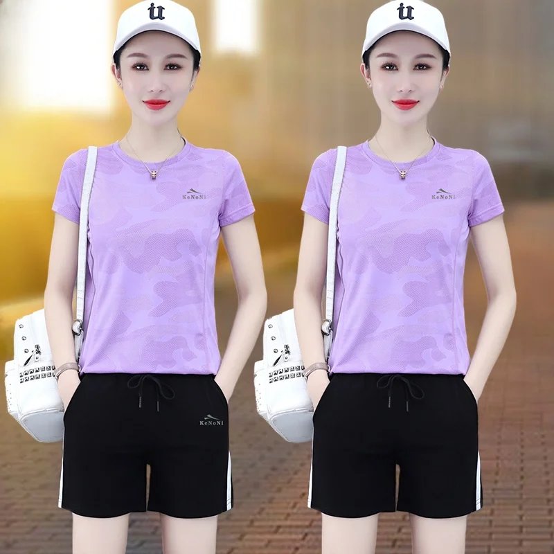 Qui Dry Sports Set Women's Summer New Thin Ice Silk ort Sve orts Casual Running Suit Two Piece Set Comfortable Nylon
Qui Dry Sports Set Women's Summer New Thin Ice Silk ort Sve orts Casual Running Suit Two Piece Set Comfortable Nylon