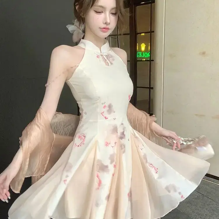 New Chinese Style Two-Piece Set Stand Collar Sleeveless Printed Waist Dress Thin Cardigan Women'S 2025 Summer New Design Set
New Chinese Style Two-Piece Set Stand Collar Sleeveless Printed Waist Dress Thin Cardigan Women'S 2025 Summer New Design Set
