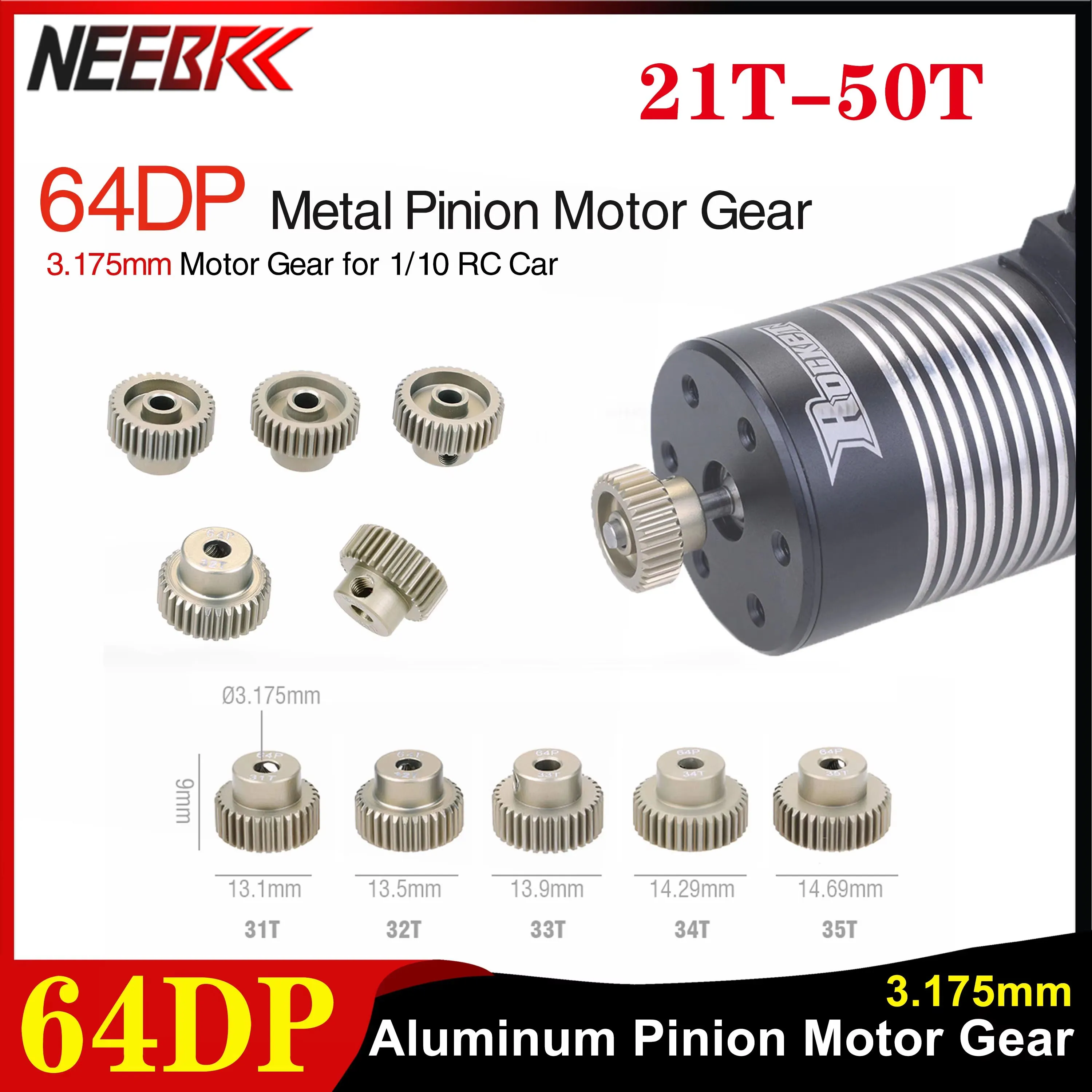 Surpass Hobby 64DP 3.175mm 21T-25T 26T-30T 31T-35T 36T-40T 41T-45T 46T-50T Metal Pinion Motor Gear for 1/10 RC Car Motor Parts
Surpass Hobby 64DP 3.175mm 21T-25T 26T-30T 31T-35T 36T-40T 41T-45T 46T-50T Metal Pinion Motor Gear for 1/10 RC Car Motor Parts