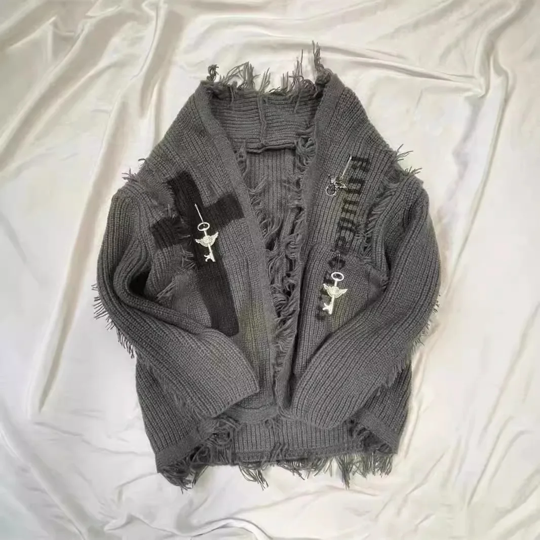 2026 New Dark Subculture Vintage Washed Cardigan, Ripped Punk Mid Length Knitted Coat Unisex Sweater Outwear
2026 New Dark Subculture Vintage Washed Cardigan, Ripped Punk Mid Length Knitted Coat Unisex Sweater Outwear