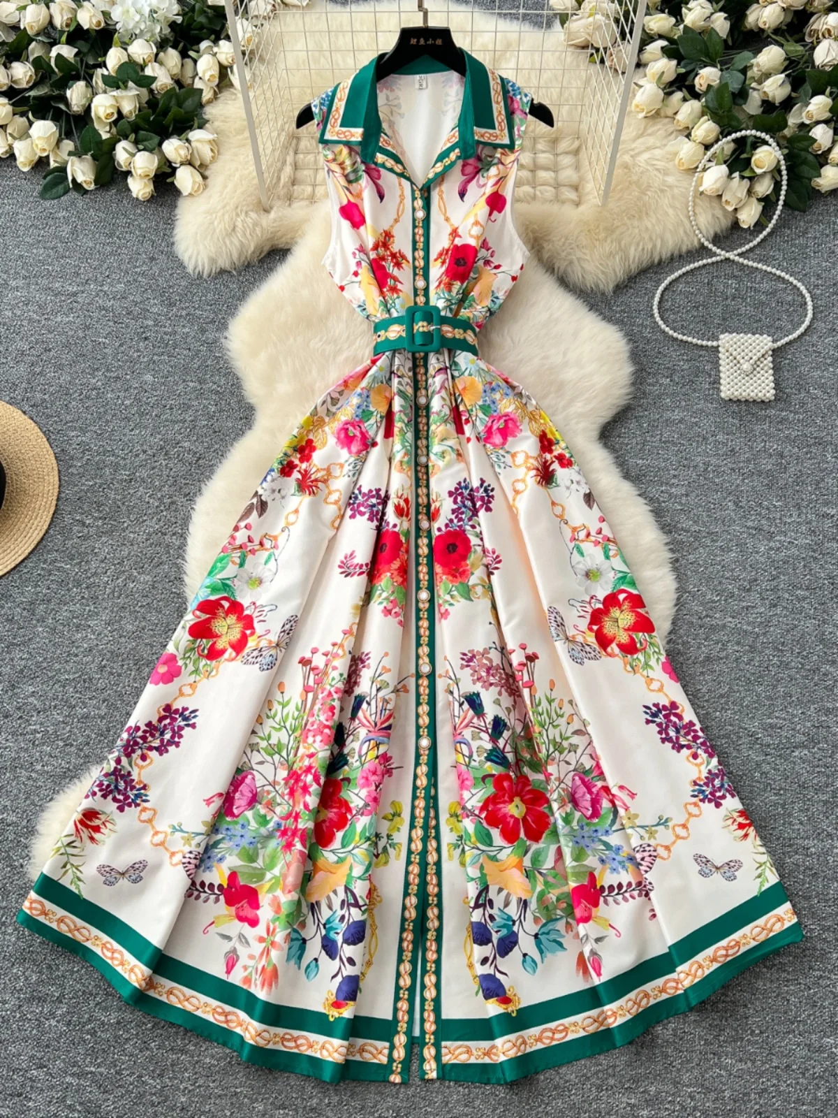 Spring Floral Print Dr Women's 2025 New Retro Collar Slim Fit Svel Single Button Pleated Long Skirt High Waist A-Line
Spring Floral Print Dr Women's 2025 New Retro Collar Slim Fit Svel Single Button Pleated Long Skirt High Waist A-Line