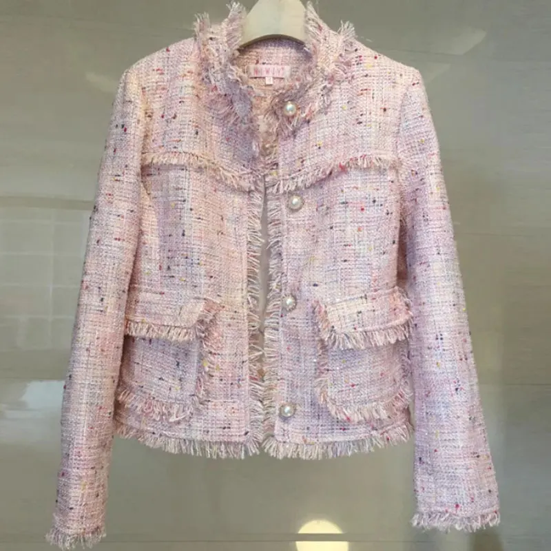 \Pink Tweed Jacket Sequin Fabric Spring/Autumn/Winter Women's Coat Tassels, classic jacket Ladies Top one-piece
\Pink Tweed Jacket Sequin Fabric Spring/Autumn/Winter Women's Coat Tassels, classic jacket Ladies Top one-piece