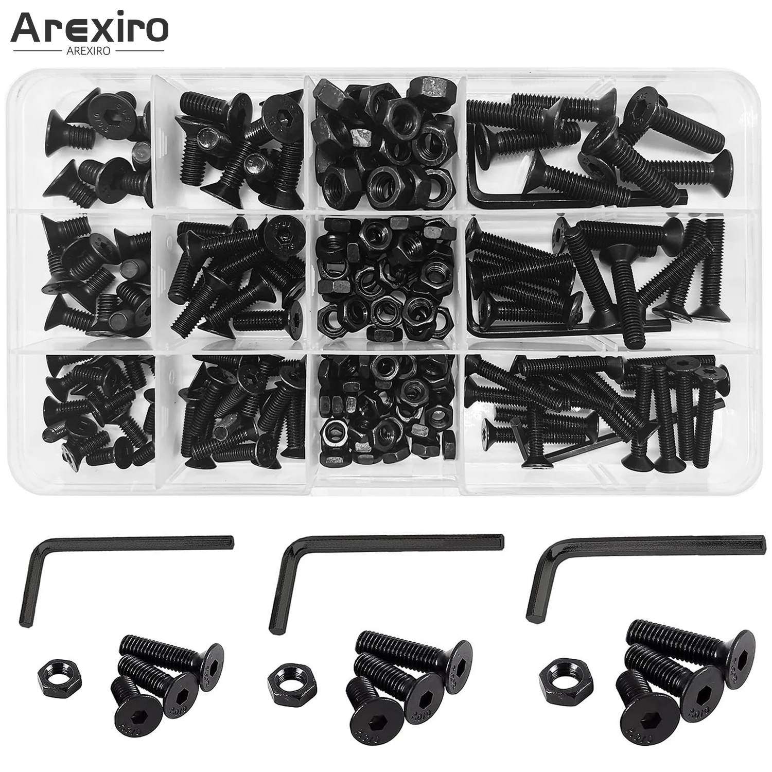 219Pcs Black Metric M4 M5 M6 Flat Head Socket Cap Screws Countersunk Bolts, Carbon Steel Hex Socket Cap Bolts and Nuts
219Pcs Black Metric M4 M5 M6 Flat Head Socket Cap Screws Countersunk Bolts, Carbon Steel Hex Socket Cap Bolts and Nuts