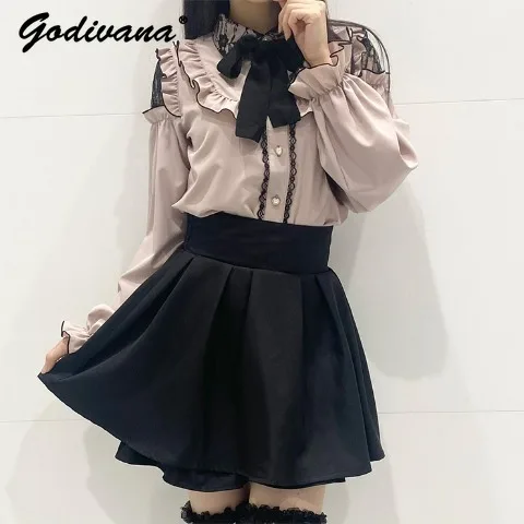 Japanese Style Spring Autumn New Mine Bow Off-Shoulder Tops Lolita Blouse Cute Sweet Girls Long Sleeve Shirt Pink Blouses
Japanese Style Spring Autumn New Mine Bow Off-Shoulder Tops Lolita Blouse Cute Sweet Girls Long Sleeve Shirt Pink Blouses