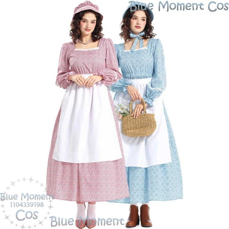 Women Girl Maid Suit American History Pastoral Style Pink Blue Floral Dress Square Collar Hat Holloween Cosplay Cloth Customized
Women Girl Maid Suit American History Pastoral Style Pink Blue Floral Dress Square Collar Hat Holloween Cosplay Cloth Customized