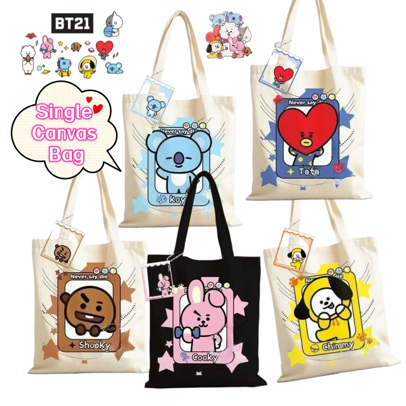 New BT21 koya RJ shooky mang chimmy tata cooky large capacity canvas bag anime cartoon high color value student shoulder bag
New BT21 koya RJ shooky mang chimmy tata cooky large capacity canvas bag anime cartoon high color value student shoulder bag