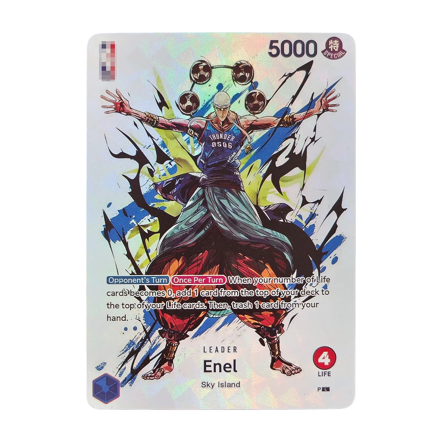 One Piece Enel Leader Card English Version Holographic Foil Texture Perfect Condition DIY Premium Anime Collection Card
One Piece Enel Leader Card English Version Holographic Foil Texture Perfect Condition DIY Premium Anime Collection Card