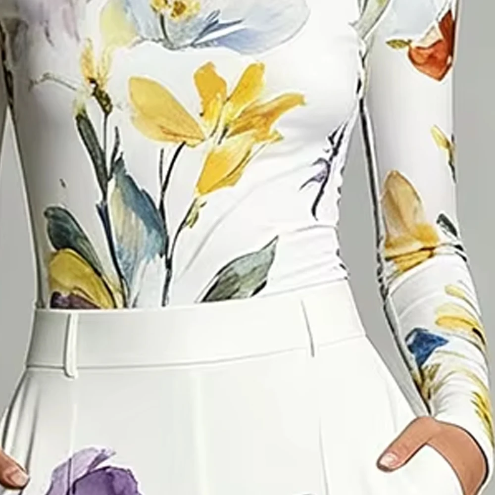 Women's Elegant Office Floral 2 Piece Set Long Sleeve Round Neck Slim Top & High Waist Pocket Wide Leg Pants Everyday Versatile
Women's Elegant Office Floral 2 Piece Set Long Sleeve Round Neck Slim Top & High Waist Pocket Wide Leg Pants Everyday Versatile
