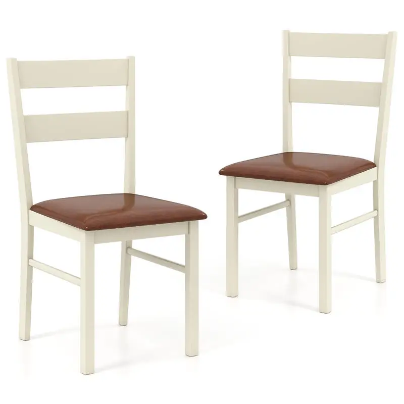 Wooden Dining Chair Set of 2 PU Leather Upholstered Kitchen Armless Chairs-White
Wooden Dining Chair Set of 2 PU Leather Upholstered Kitchen Armless Chairs-White