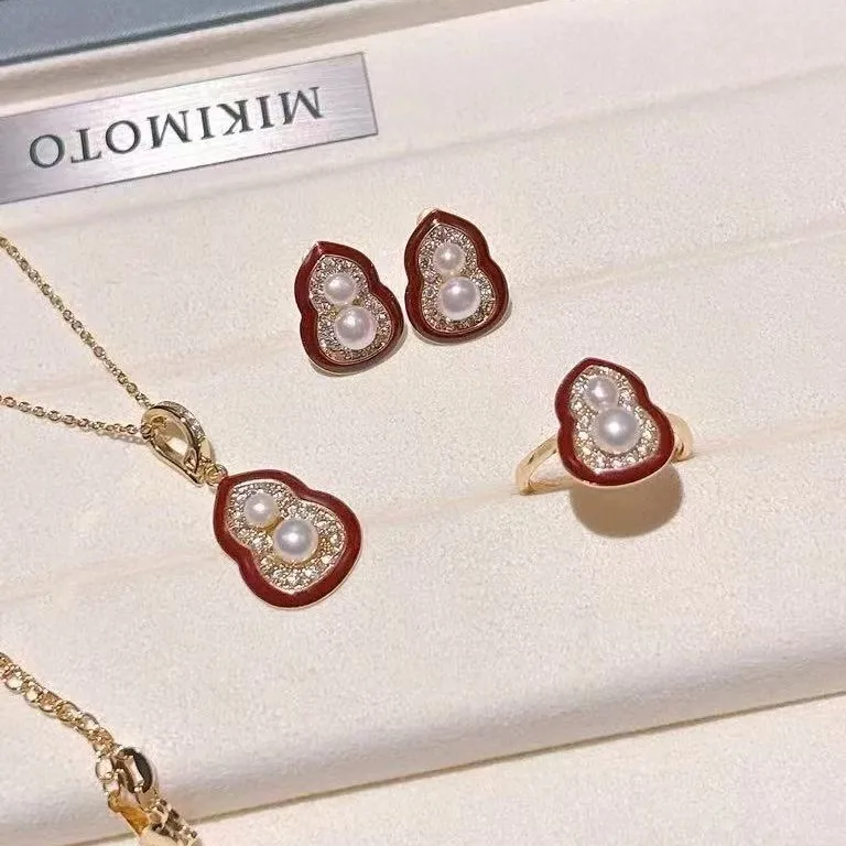 New Arrival Red Calabash Design Pearl Jewelry Sets 14K Gold Gild Natural Freshwater Pearl Necklace Earrings Rings For Women Gift
New Arrival Red Calabash Design Pearl Jewelry Sets 14K Gold Gild Natural Freshwater Pearl Necklace Earrings Rings For Women Gift