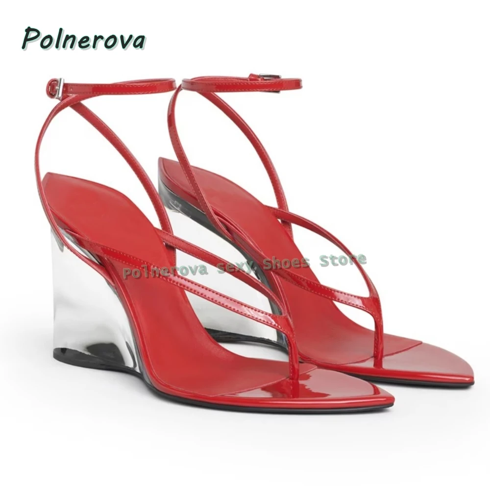 Red Patent Leather Wedge Sandals Women's Ankle Strap Transparent Heel Shoes for Summer Streetwear and Night Out Style 2026 Trend
Red Patent Leather Wedge Sandals Women's Ankle Strap Transparent Heel Shoes for Summer Streetwear and Night Out Style 2026 Trend