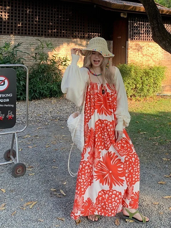 plus Size Floral Print Summer Dr Women's Loose A-Line Long Skirt Red Off-oulder Strapl Gown Korean Sle Commute Wind
plus Size Floral Print Summer Dr Women's Loose A-Line Long Skirt Red Off-oulder Strapl Gown Korean Sle Commute Wind