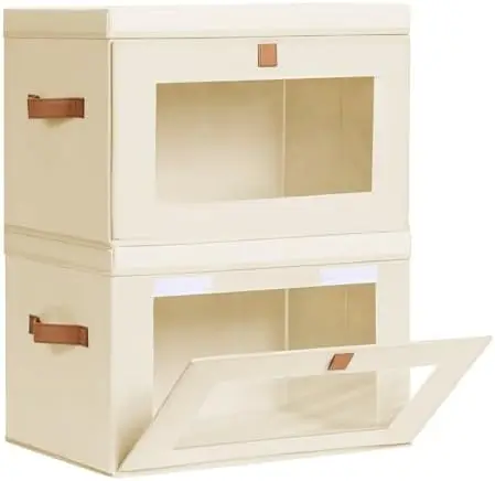 Складные тканевые коробки-органайзеры для хранения в шкафу с ручками и окном - для гостиной, общежития, 2 шт., бежевые
Складные тканевые коробки-органайзеры для хранения в шкафу с ручками и окном - для гостиной, общежития, 2 шт., бежевые