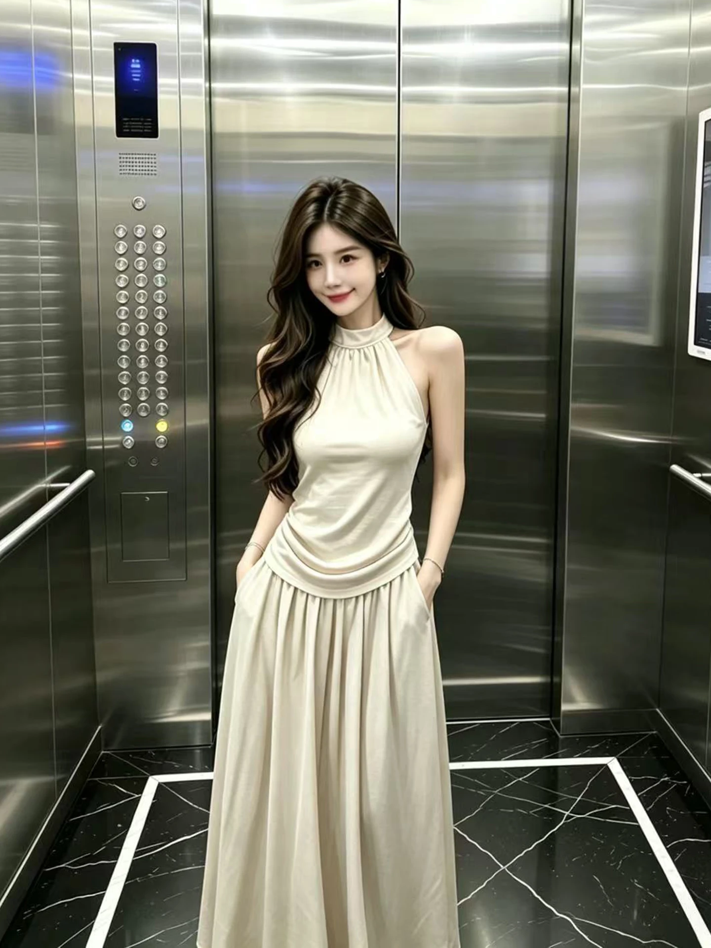 Women's Summer New Linen Halter Top And A-Line Skirt Two-Piece Set Slimming Fashionable Casual Wear Comfortable Fit
Women's Summer New Linen Halter Top And A-Line Skirt Two-Piece Set Slimming Fashionable Casual Wear Comfortable Fit