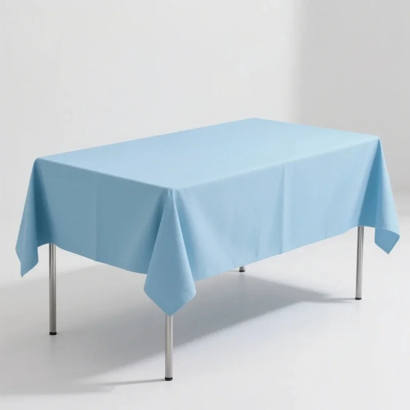 Light Blue Luxury Rectangular Table Cloth Modern Woven Square Fiber Exhibition Set Wedding Party Tablecloth