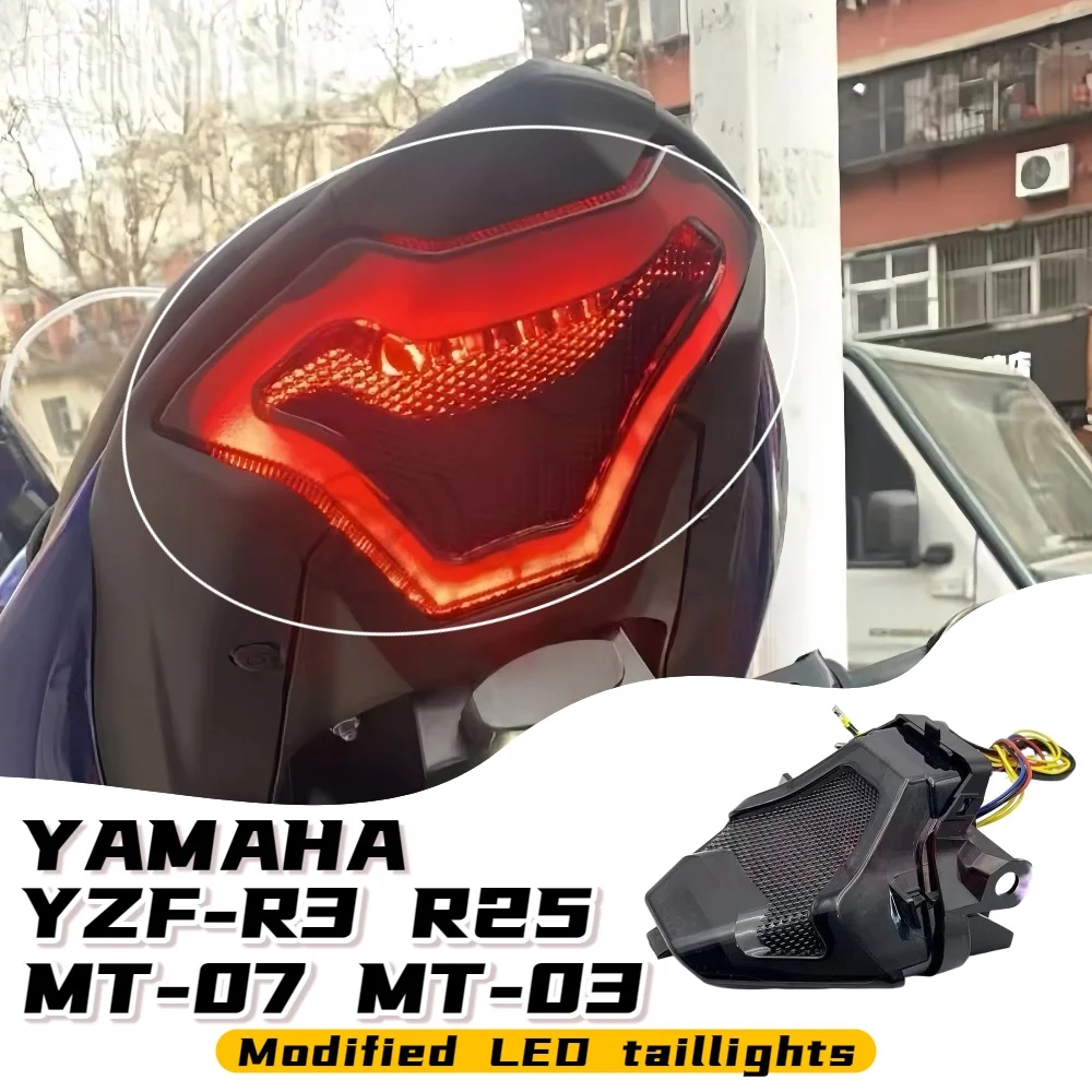 Для Yamaha YZF-R3 R25 MT-07 mt03 модифицированный светодиодный задний фонарь в сборе, стоп-сигнал с рулевым управлением, аксессуары для мотоциклов
Для Yamaha YZF-R3 R25 MT-07 mt03 модифицированный светодиодный задний фонарь в сборе, стоп-сигнал с рулевым управлением, аксессуары для мотоциклов