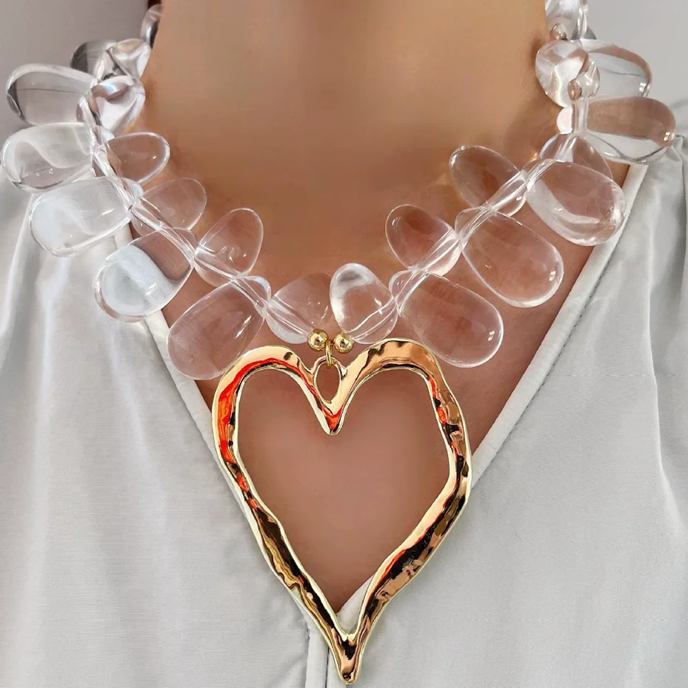 New Heart-Shaped Necklace Transparent Water Drop Fashion Heart-Shaped Beaded Necklace Trendy Women's Jewelry Accessory
New Heart-Shaped Necklace Transparent Water Drop Fashion Heart-Shaped Beaded Necklace Trendy Women's Jewelry Accessory