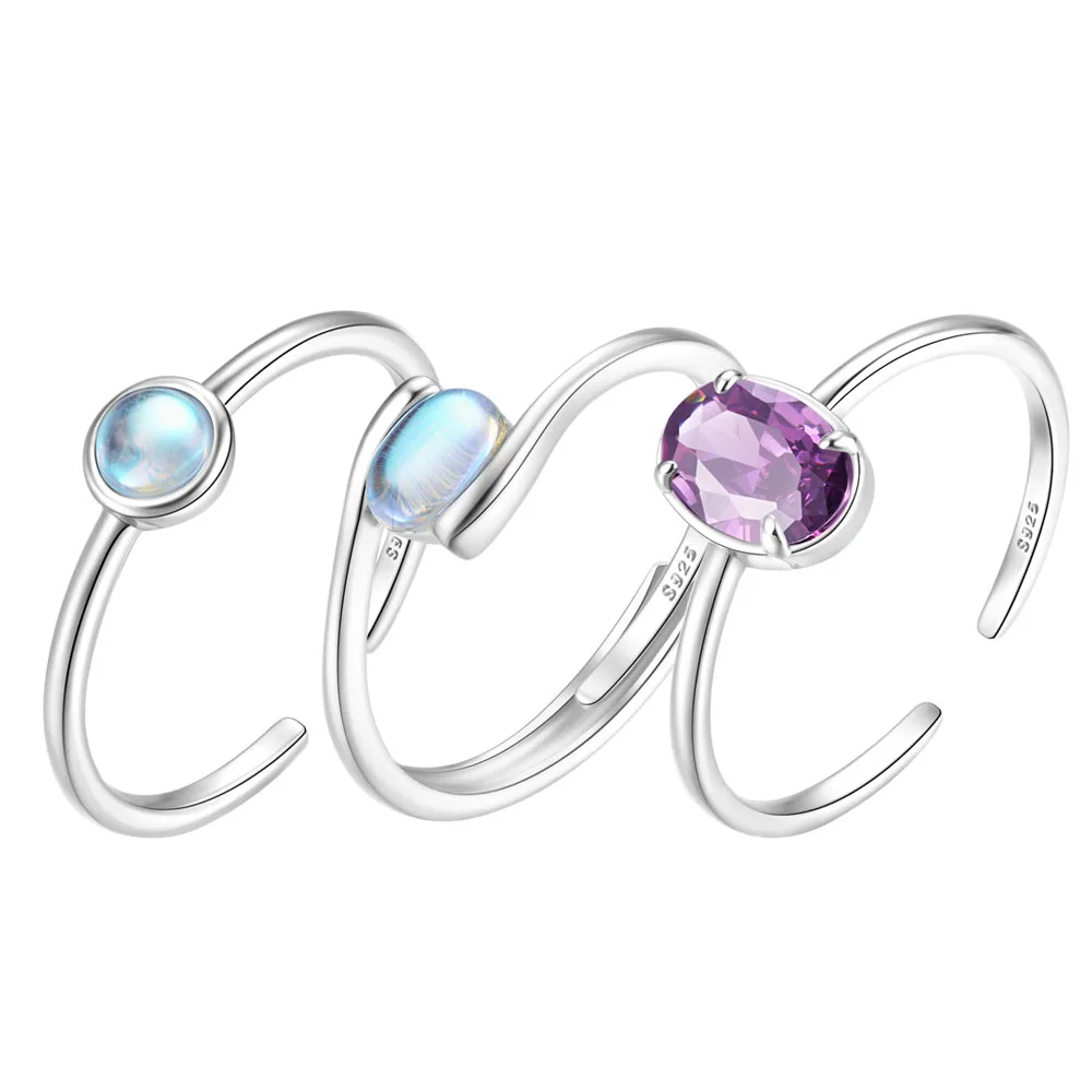 BOAKO 925 Sterling Silver Colored Moon Stone Zircon Exquisite Valentine's Day Wedding Ring Silver Color Finger Rings For Women
BOAKO 925 Sterling Silver Colored Moon Stone Zircon Exquisite Valentine's Day Wedding Ring Silver Color Finger Rings For Women