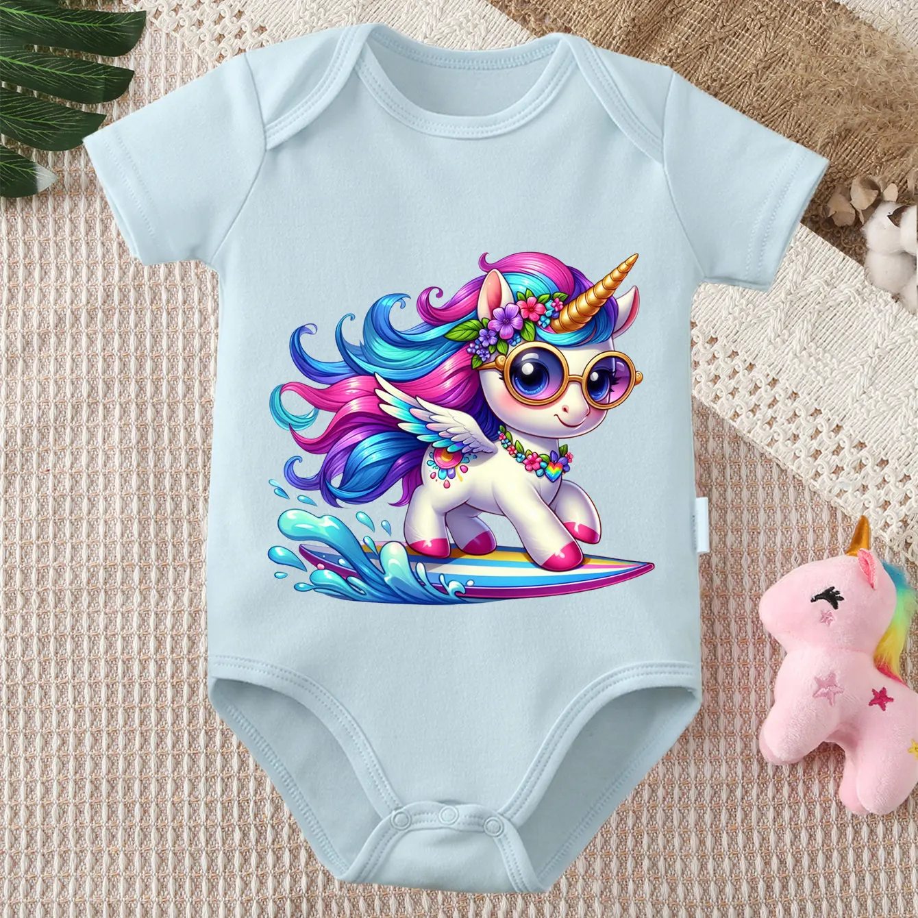 100% Cotton Bodysuit Surfing Colorful Unicorn Print Onesie Comfortable Cloths for Baby Jumpsuit for 0 To 12 Months Newborn
100% Cotton Bodysuit Surfing Colorful Unicorn Print Onesie Comfortable Cloths for Baby Jumpsuit for 0 To 12 Months Newborn