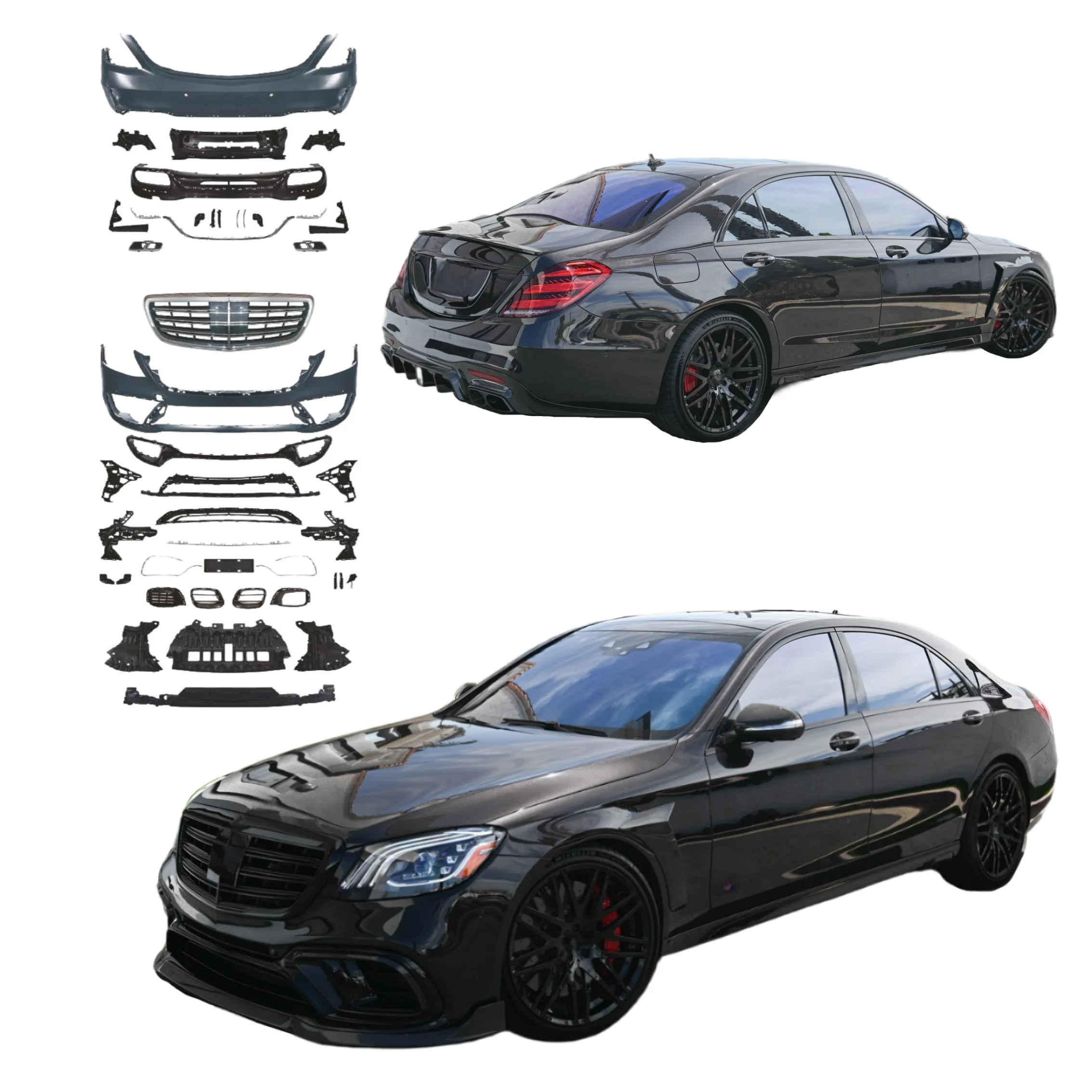 S Class W222 2014-2020 Bodykit with Easy Installation Auto Part Bumpers and Side Skirts Upgrade S63 Style
S Class W222 2014-2020 Bodykit with Easy Installation Auto Part Bumpers and Side Skirts Upgrade S63 Style