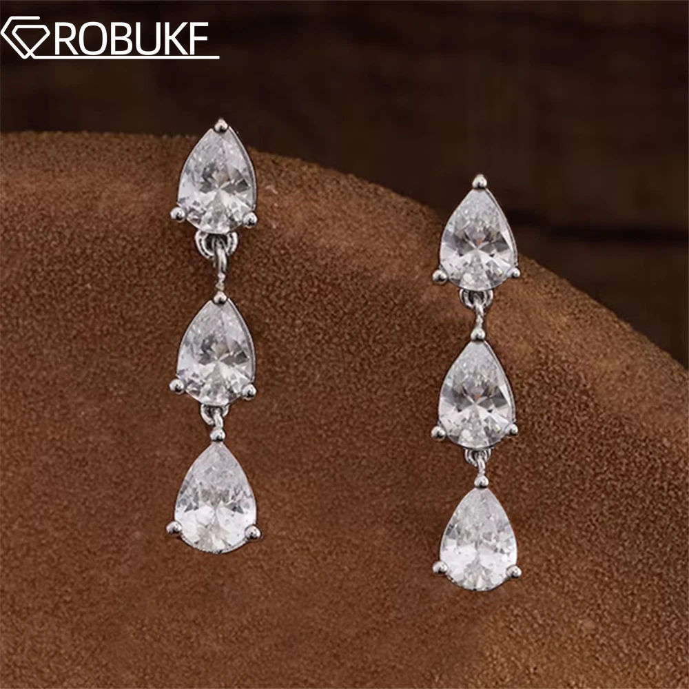 4*6mm Full Moissanite Drop Earring for Women GRA Certified 925 Sterling Silver 3-Stones Dangle Diamond Earrings Christmas Gifts
4*6mm Full Moissanite Drop Earring for Women GRA Certified 925 Sterling Silver 3-Stones Dangle Diamond Earrings Christmas Gifts