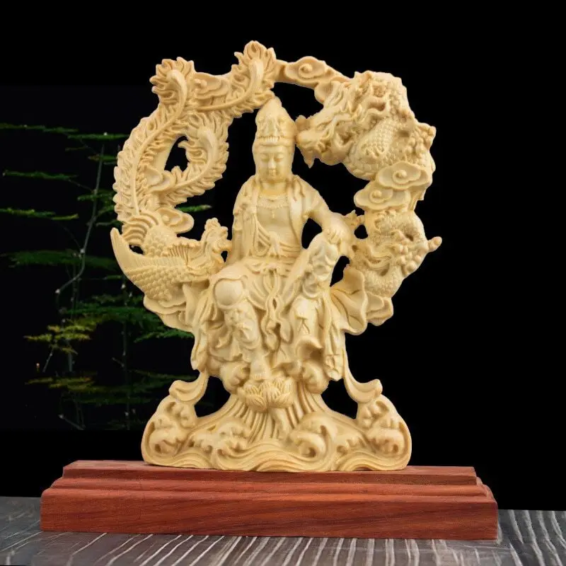 Wood Carving Dragon Phoenix Guanyin Character Ornament Traditional Hand Statue
Wood Carving Dragon Phoenix Guanyin Character Ornament Traditional Hand Statue