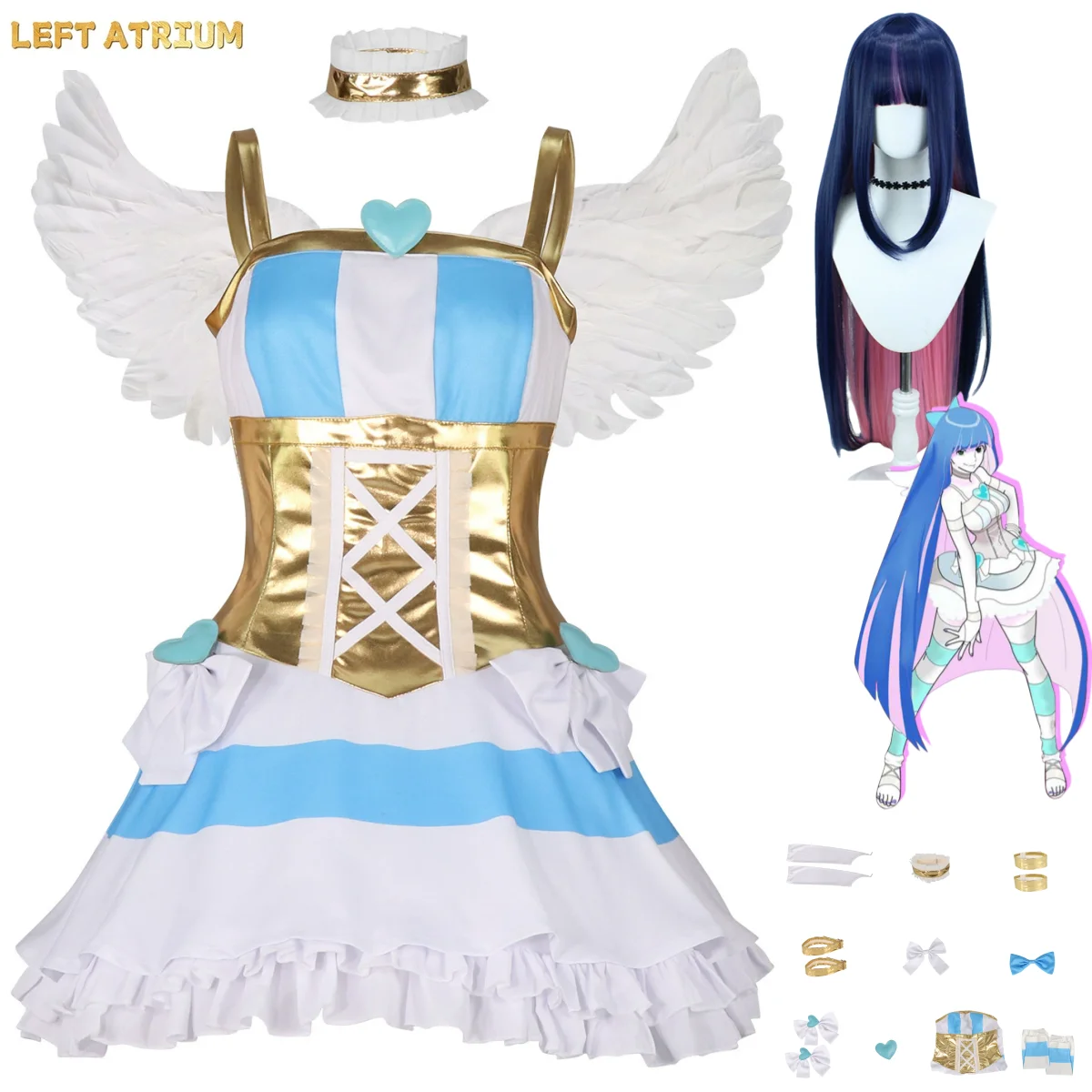 Anime Panty Stocking with Garterbelt Stocking Anarchy Cosplay Costume Combat Uniform Dress Wing Wig Woman Sexy Carnival Suit
Anime Panty Stocking with Garterbelt Stocking Anarchy Cosplay Costume Combat Uniform Dress Wing Wig Woman Sexy Carnival Suit