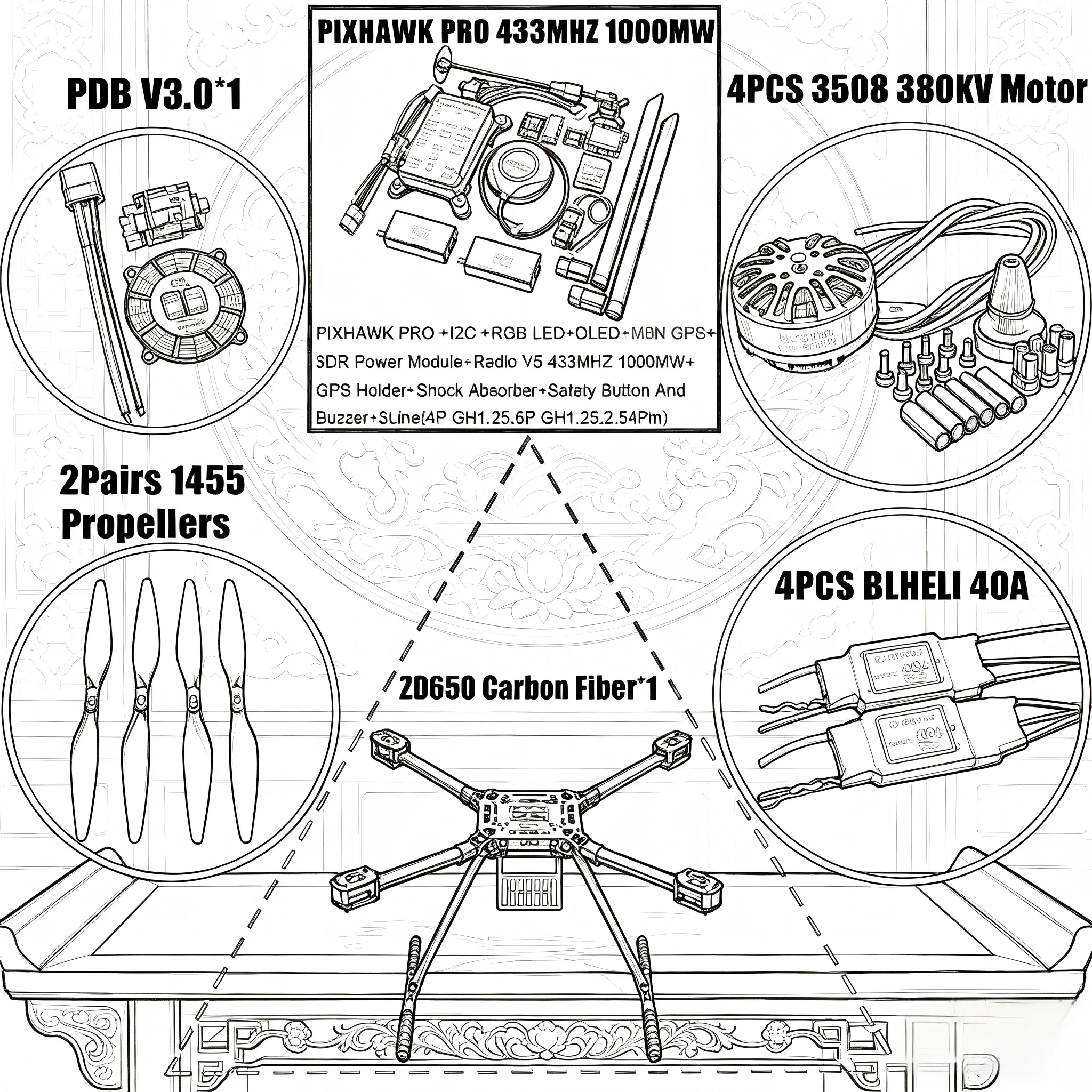 HotRC ZD650 650mm Carbon fiber Quadcopter Frame FPV Quad with Carbon Fiber Landing Skid F650
HotRC ZD650 650mm Carbon fiber Quadcopter Frame FPV Quad with Carbon Fiber Landing Skid F650