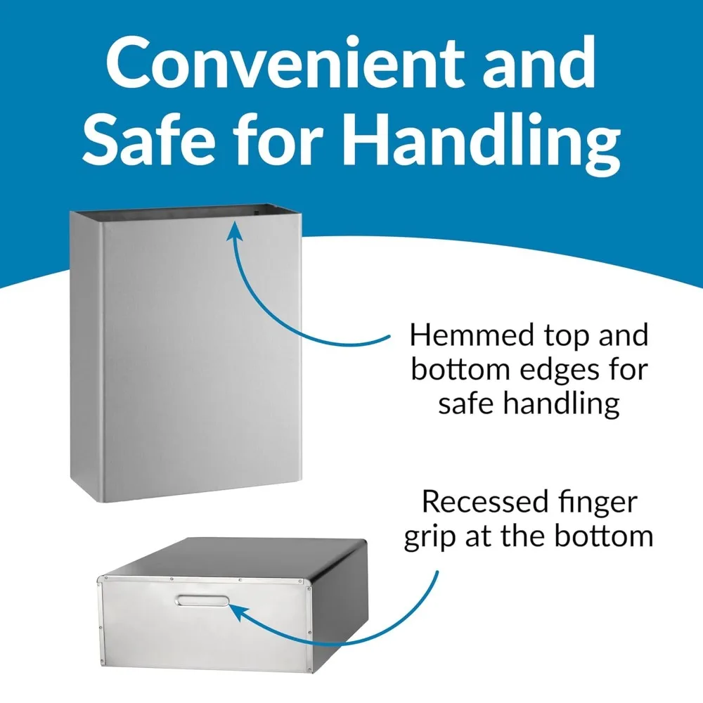 Surface-Mounted Waste Receptacle, 6.4-gallon Capacity, Satin-Finish Stainless Steel,ToDesign with 14" W x 18" H x 6" D
Surface-Mounted Waste Receptacle, 6.4-gallon Capacity, Satin-Finish Stainless Steel,ToDesign with 14" W x 18" H x 6" D