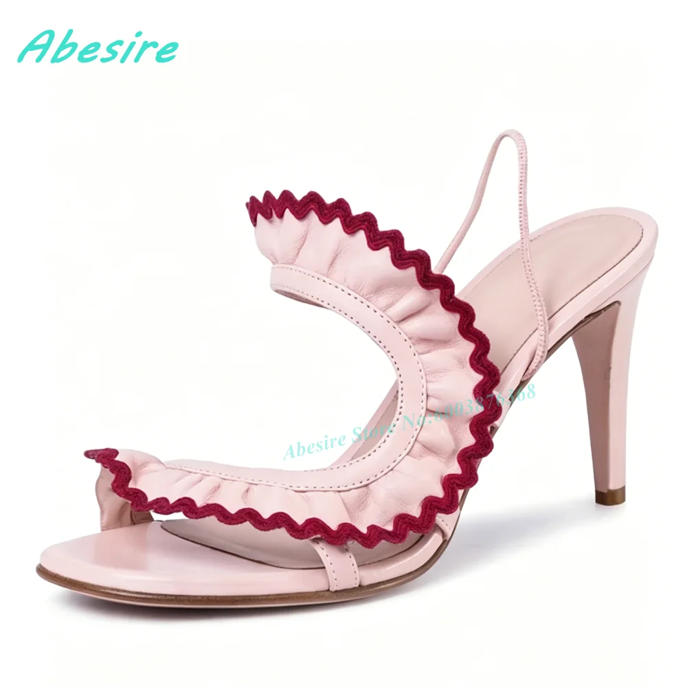 Pink and Red Ruffled Back-Strap Sandals Open-Toe Thin Heels Women's Sandals Summer Casual Concise Street-Style Fashion Shoes
Pink and Red Ruffled Back-Strap Sandals Open-Toe Thin Heels Women's Sandals Summer Casual Concise Street-Style Fashion Shoes