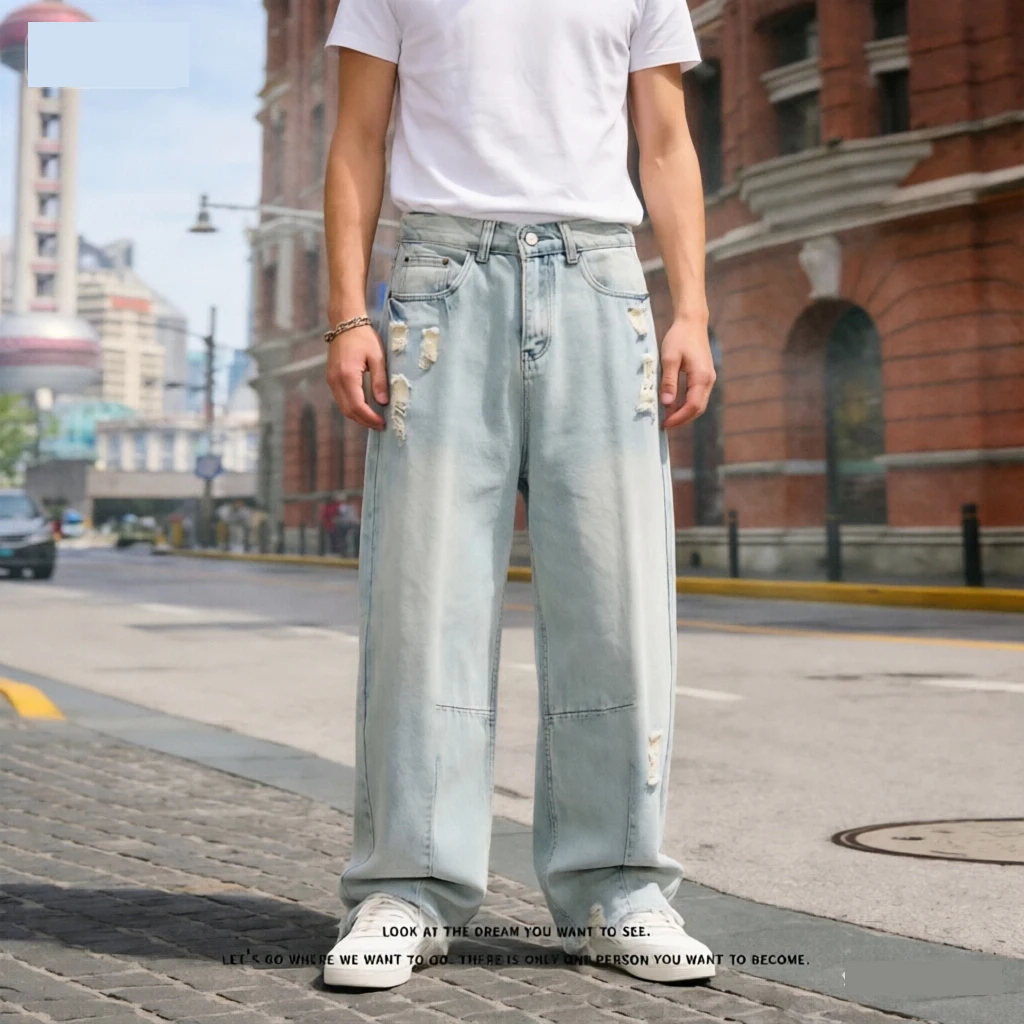 American Vintage Men's Denim Pants Light Blue Washed Male Jeans Straight Casual Menwear Loose Wide Leg Trousers New Fashion
American Vintage Men's Denim Pants Light Blue Washed Male Jeans Straight Casual Menwear Loose Wide Leg Trousers New Fashion