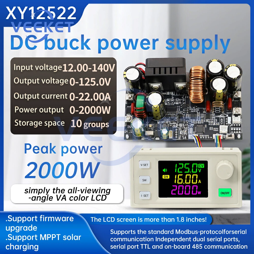 XY12522 CNC DC Adjustable Buck Power Supply Constant Voltage Constant Current Module DC12-140V 22A/2000W Input Voltage
XY12522 CNC DC Adjustable Buck Power Supply Constant Voltage Constant Current Module DC12-140V 22A/2000W Input Voltage