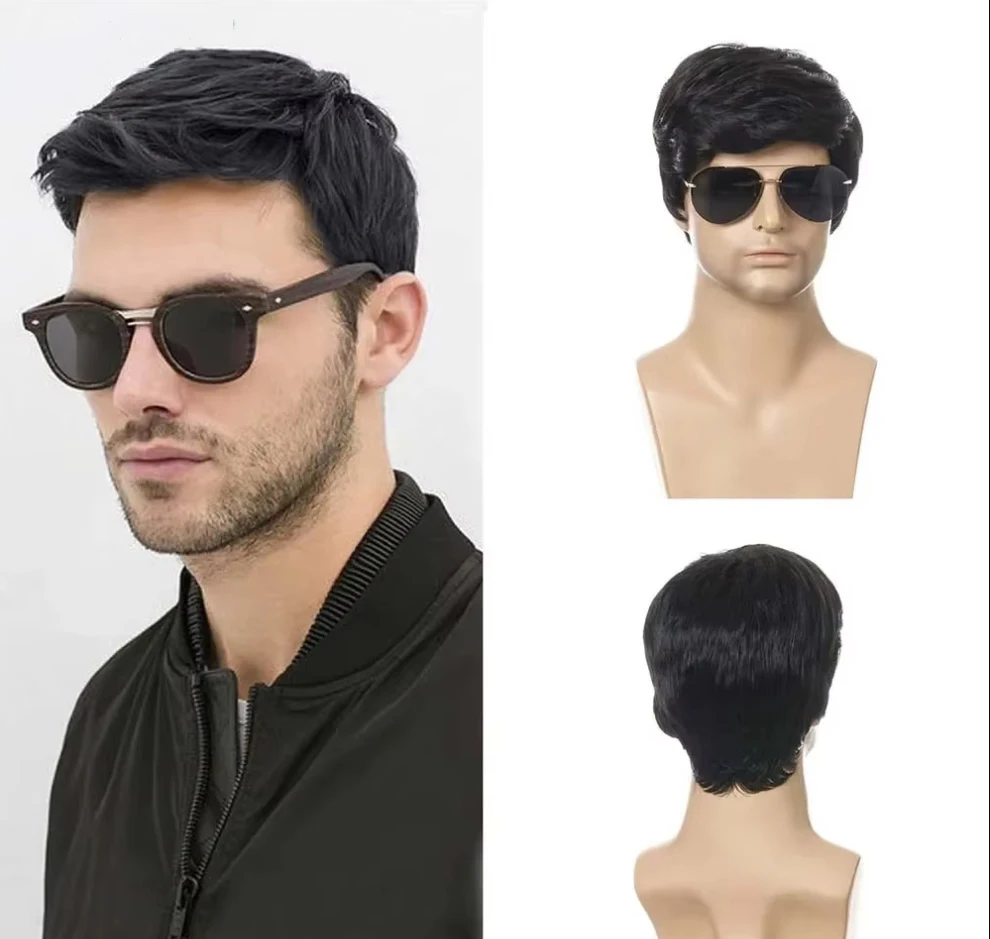 Short Wigs for Men Synthetic Hair Black Wig with Bang Halloween Costume for Man Wig Cosplay Carnival Party
Short Wigs for Men Synthetic Hair Black Wig with Bang Halloween Costume for Man Wig Cosplay Carnival Party