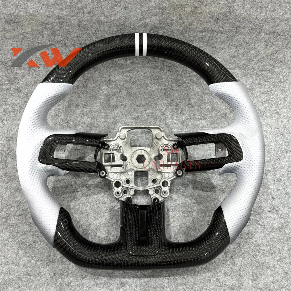 Customized For Ford Mustang 2018-2023 White Perforated Leather Carbon Fiber Steering Wheel
Customized For Ford Mustang 2018-2023 White Perforated Leather Carbon Fiber Steering Wheel