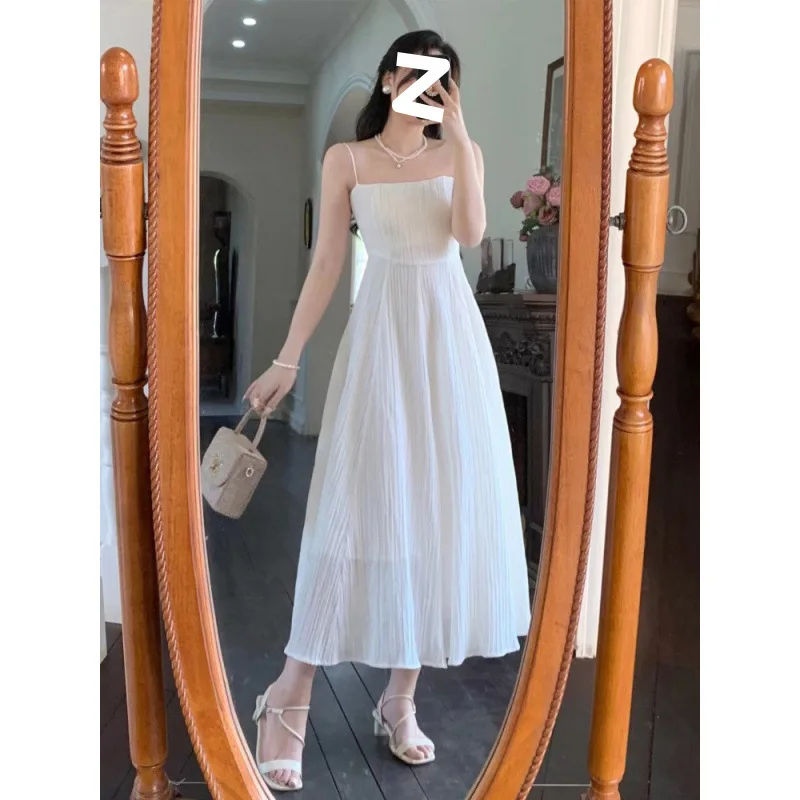 White Fairy Tale Style Chiffon Halter Dress Summer Unique Design Women's Waist Cinched Long Skirt Street Style Polyester
White Fairy Tale Style Chiffon Halter Dress Summer Unique Design Women's Waist Cinched Long Skirt Street Style Polyester