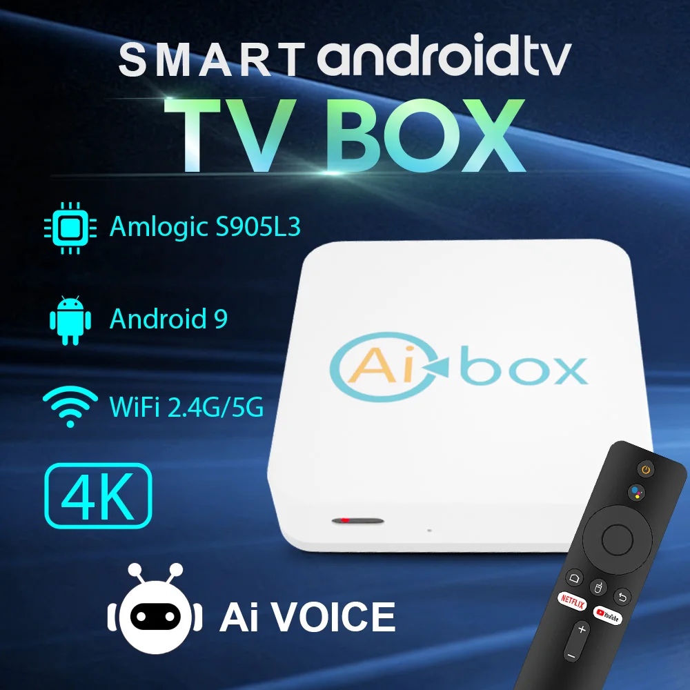 Медиаплеер AI BOX на Android 9 с Amlogic S905L3 Quad Core, поддержкой AV1, Bluetooth, Wi-Fi 2.4G&5G, 4K HD, 2 ГБ ОЗУ + 8 ГБ ПЗУ
Медиаплеер AI BOX на Android 9 с Amlogic S905L3 Quad Core, поддержкой AV1, Bluetooth, Wi-Fi 2.4G&5G, 4K HD, 2 ГБ ОЗУ + 8 ГБ ПЗУ