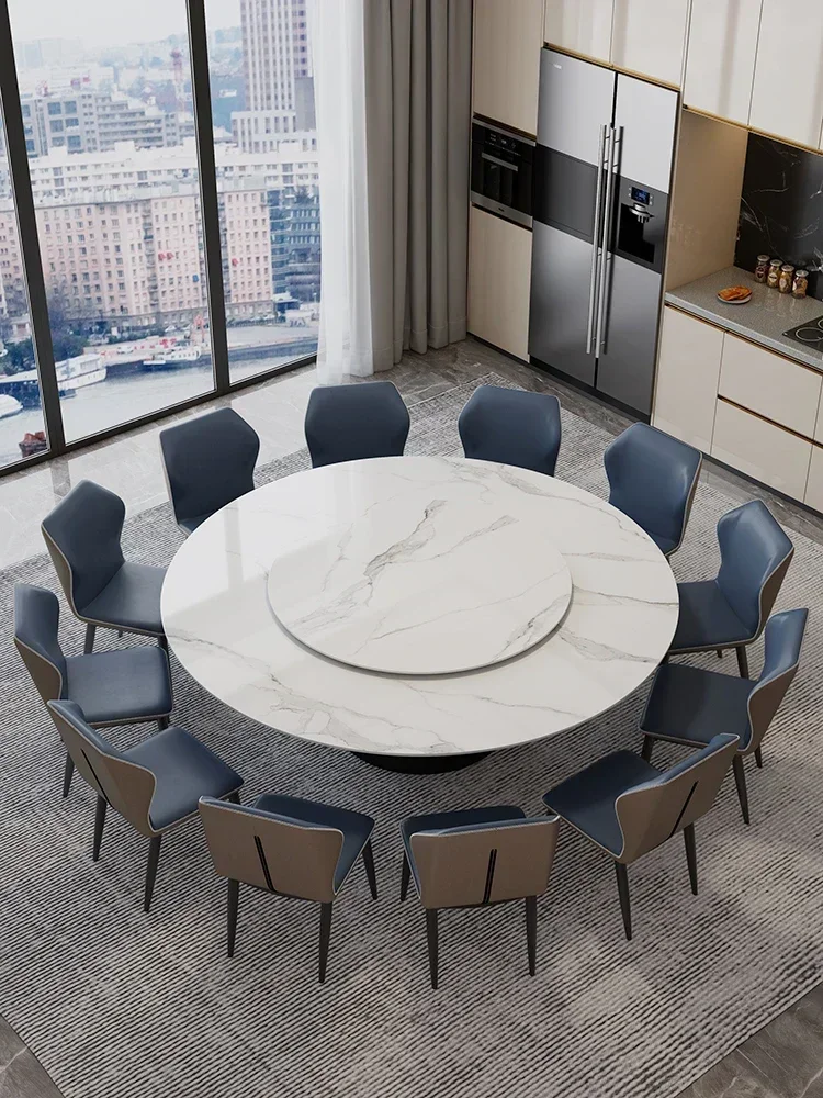 For Italian luxury rock marble embedded turntable household round dining table
For Italian luxury rock marble embedded turntable household round dining table