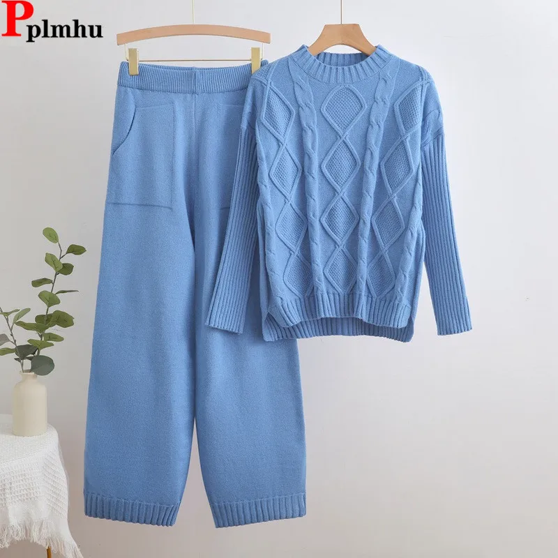 Candy Color Knitted 2 Piece Sets Women O-neck Knitwears Sweater Pullover Tops Conjuntos Korean High Waist Straight Pants Outfit
Candy Color Knitted 2 Piece Sets Women O-neck Knitwears Sweater Pullover Tops Conjuntos Korean High Waist Straight Pants Outfit
