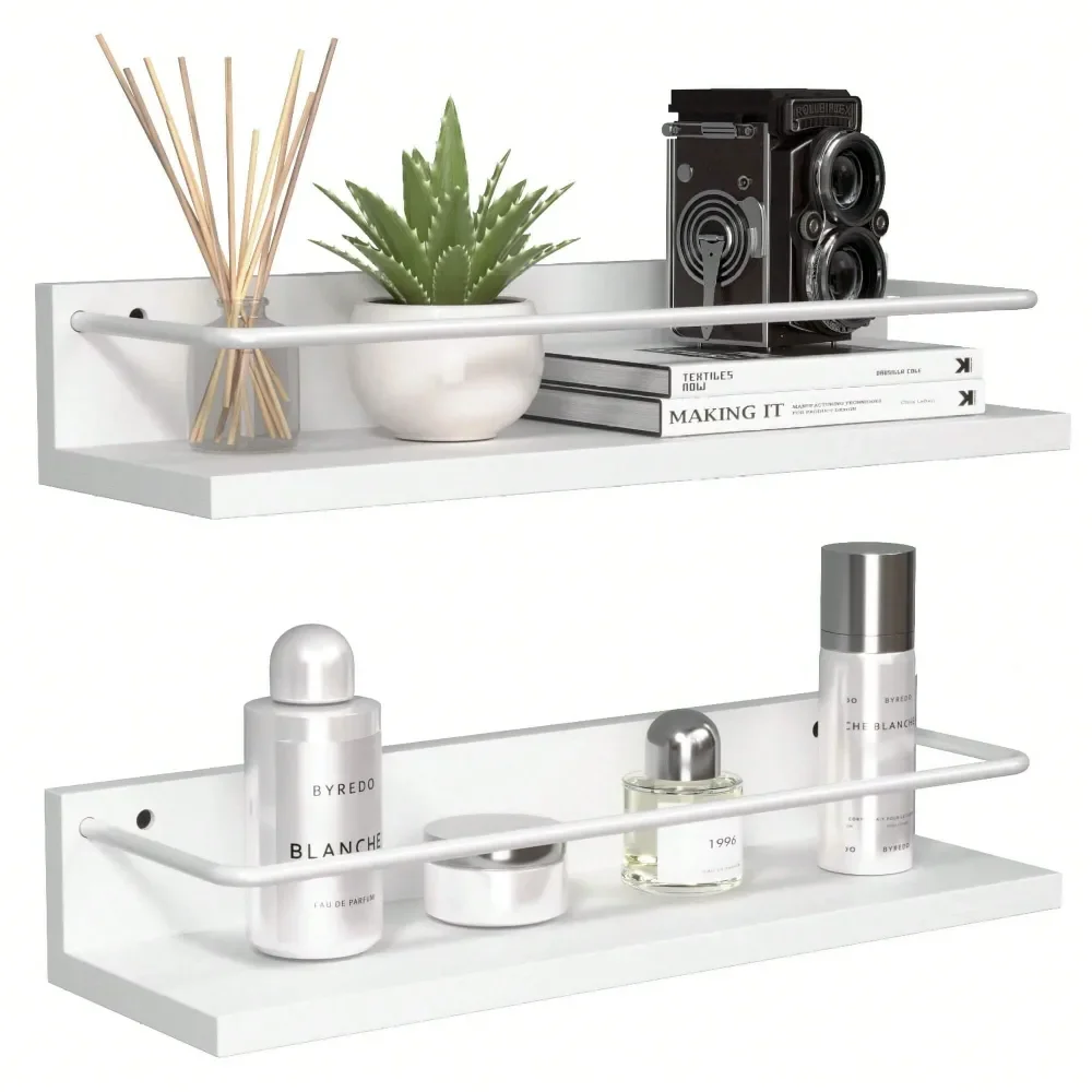 Black Shelves With Metal Guardrail, Wall Mounted Shelf For Wall Decor Set Of 2, Modern Bathroom Storage Shelves For Bathroom, Be
Black Shelves With Metal Guardrail, Wall Mounted Shelf For Wall Decor Set Of 2, Modern Bathroom Storage Shelves For Bathroom, Be