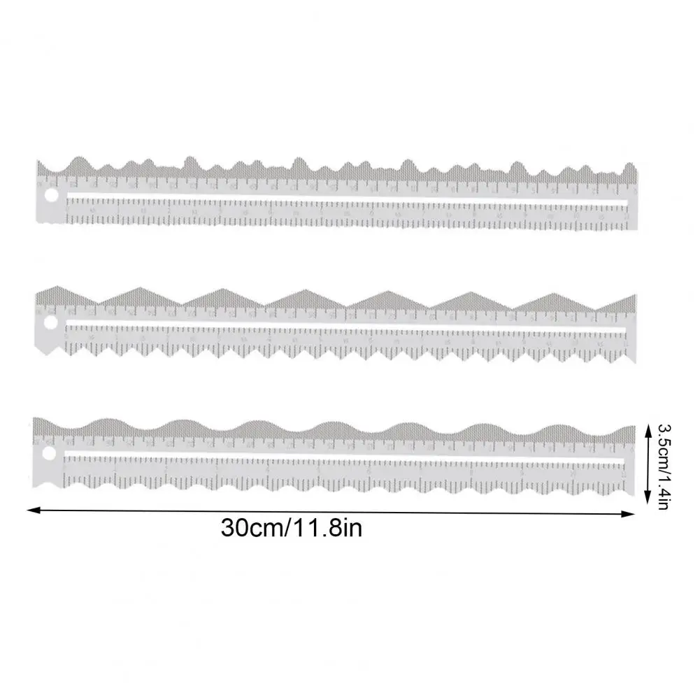 3 шт., 11,81 дюйма, линейка для разрывания акриловой бумаги, линейка для резки бумаги, для изготовления инструментов для измерения волнистых кромок неправильной формы
3 шт., 11,81 дюйма, линейка для разрывания акриловой бумаги, линейка для резки бумаги, для изготовления инструментов для измерения волнистых кромок неправильной формы