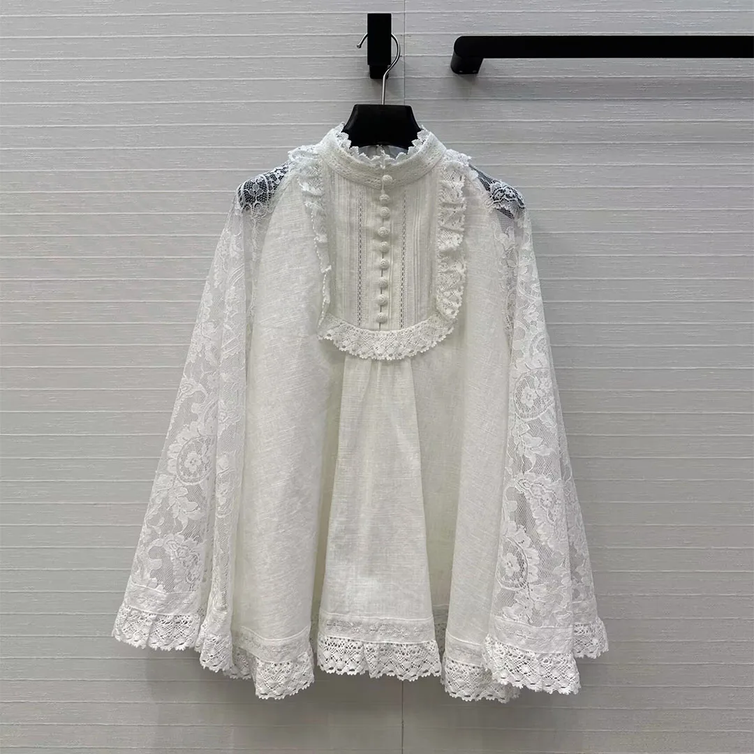 Vintage 100% Linen Blouse Women Stand Collar Handmade Buttons Loose Lace Sleeve Elegant French Luxury New Autumn Shirt Tops
Vintage 100% Linen Blouse Women Stand Collar Handmade Buttons Loose Lace Sleeve Elegant French Luxury New Autumn Shirt Tops