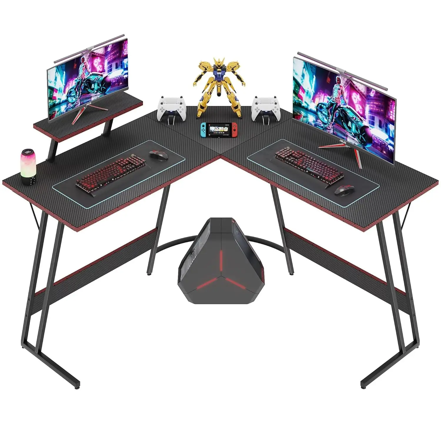 L Shaped Gaming Desk Computer Corner Table with Monitor Stand Carbon Fiber Surface Home Office Study Workstation 47in Customized
L Shaped Gaming Desk Computer Corner Table with Monitor Stand Carbon Fiber Surface Home Office Study Workstation 47in Customized
